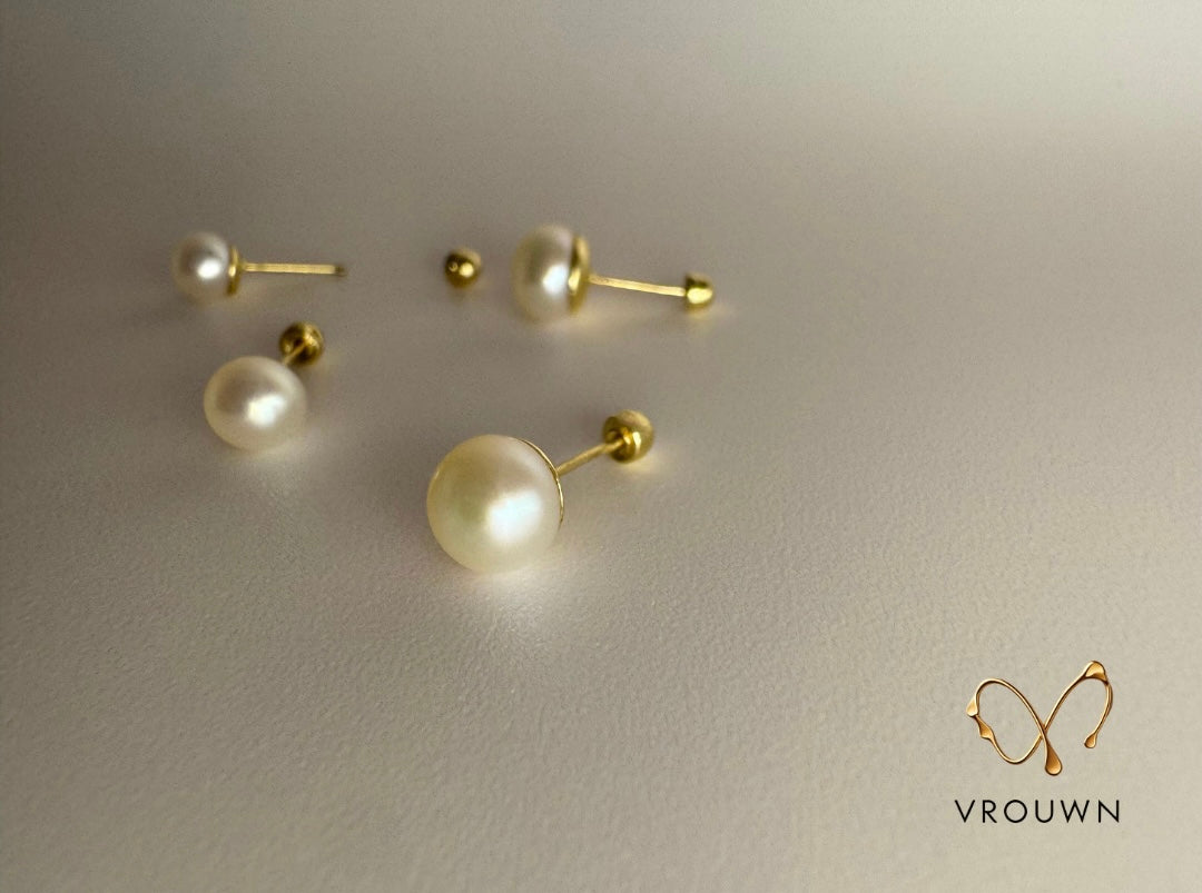 The Pearl Stud Earrings 10K Solid Gold & Natural Pearl