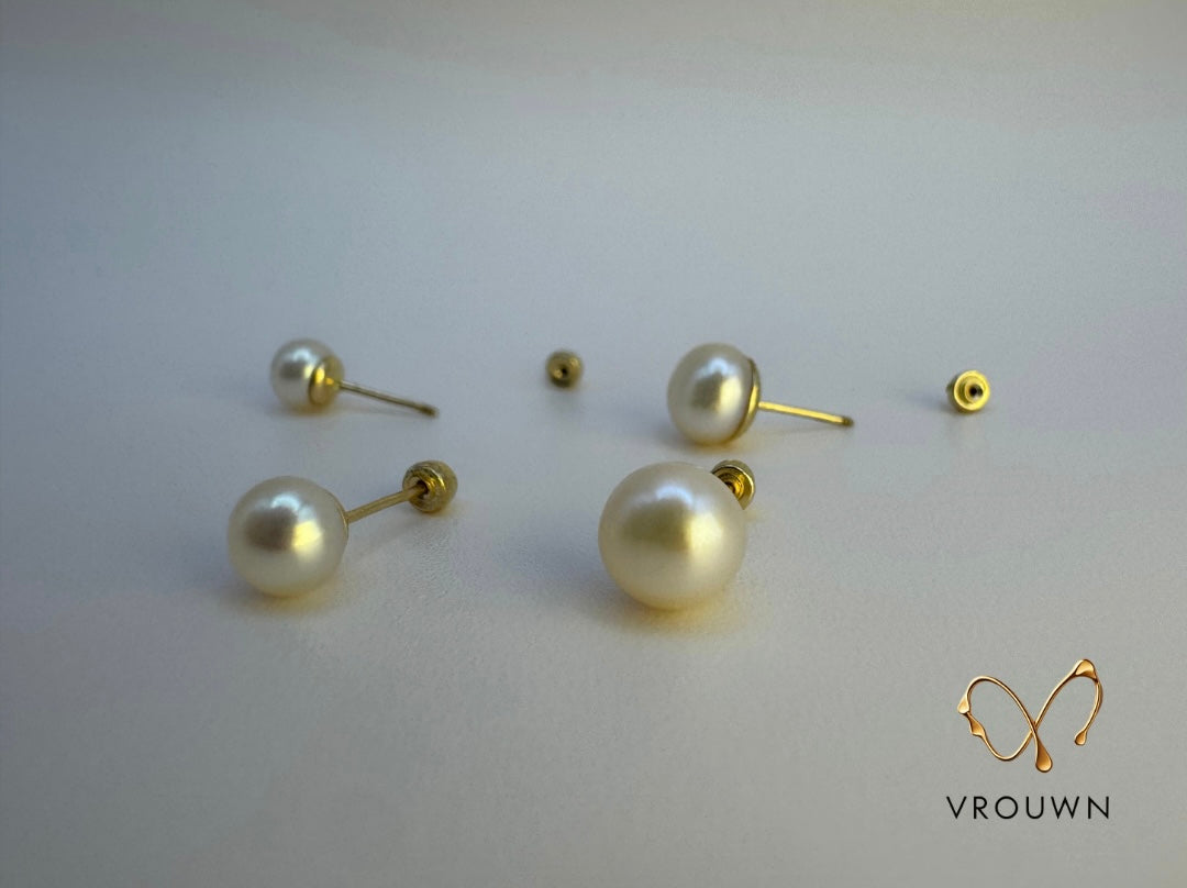 The Pearl Stud Earrings 10K Solid Gold & Natural Pearl