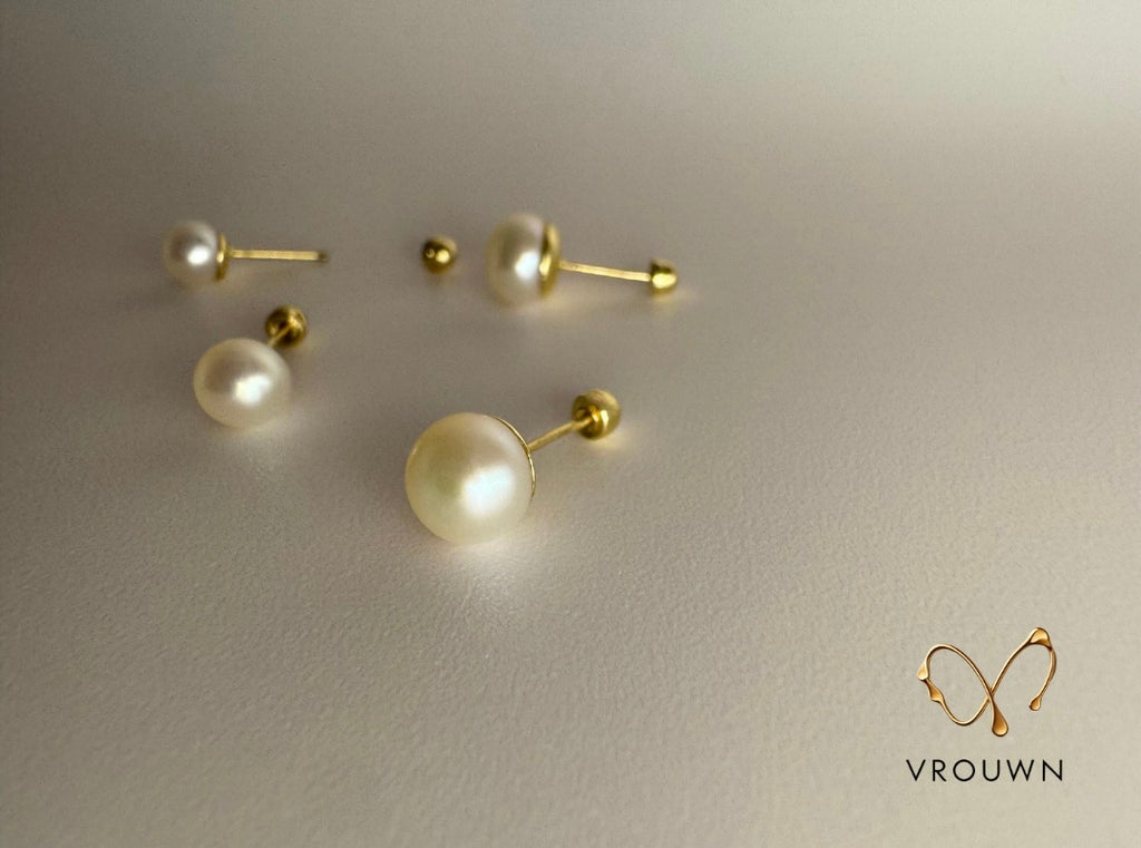 The Pearl Stud Earrings 10K Solid Gold & Natural Pearl