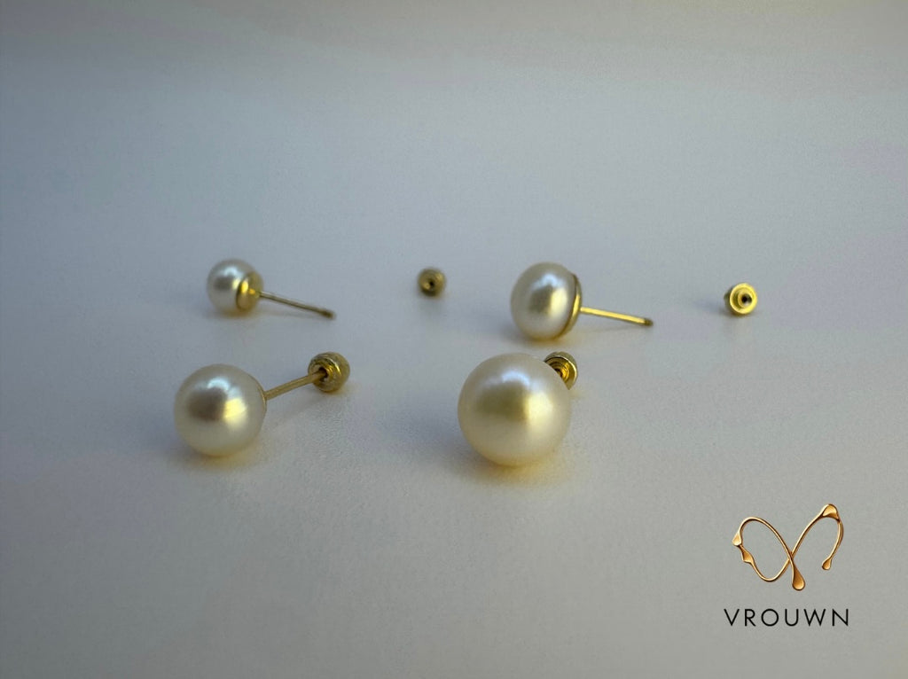 The Pearl Stud Earrings 10K Solid Gold & Natural Pearl